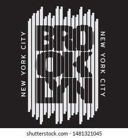 Vector illustration on the theme of New York City, Brooklyn. Typography, t-shirt graphics, poster, print, banner, flyer, postcard