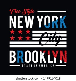 Vector illustration on the theme of New York City,Brooklyn. Stylized American flag