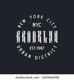 Vector illustration on a theme of New York City, Brooklyn. Vintage design. Stamp typography, t-shirt graphics, poster, banner, print, flyer, postcard