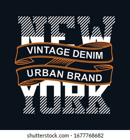 Ilustración vectorial sobre el tema de la nueva york, Denim Vintage. tipografía, diseño pantalones en T e impresión