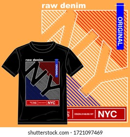 ilustración vectorial sobre el tema de Nueva York, Brooklyn. Bandera estadounidense estilizada. Tipografía, gráficos en pantalones, póster, impresión, pancarta, volante, postal