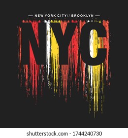 Vector illustration on the theme of New York City. Vintage design. Grunge background. Typography, t-shirt graphics, print, poster, banner, flyer, postcard