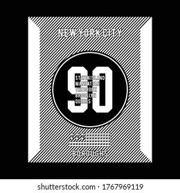 Vector illustration on the theme in New York City, Brooklyn. Typography, t-shirt graphics, poster, print, banner, flyer, postcard - Vector