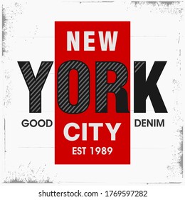 Ilustración vectorial sobre el tema de la Ciudad de Nueva York. Tipografía, gráficos de camisetas, afiche, impresión, pancarta, volante, postal
