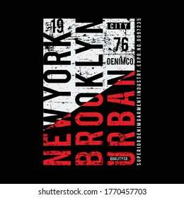 Vector illustration on the theme of New York Brooklyn. Vintage design. Grunge background. Number sport typography, t-shirt graphics, print, poster, banner, flyer, postcard