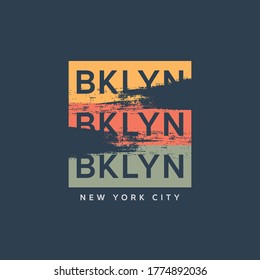 Vector illustration on the theme of New York City, Brooklyn. Typography, t-shirt graphics, poster, print, banner, flyer, postcard