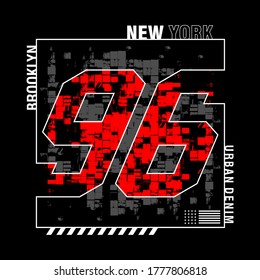 Vector illustration on the theme of New York City, Brooklyn. Typography, t-shirt graphics, poster, print, banner, flyer, postcard
