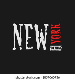 Vector illustration on the theme of New York DENIM Typography, t-shirt graphics, poster, print, banner, flyer, postcard
