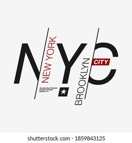 Vector illustration on a theme of New York City, Brooklyn. Typography, t-shirt graphics, print, poster, banner, flyer, postcard.
