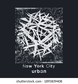 Vector illustration on the theme of New York City. Grunge background. Vintage design.  Typography, t-shirt graphics, poster, print, banner, flyer, postcard