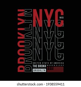 Vector illustration on the theme of New York City, Brooklyn. Typography, t-shirt graphics, print, poster, banner, flyer, postcard