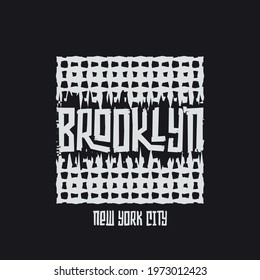 Vector illustration on the theme of New York City, Brooklyn. Typography, t-shirt graphics, poster, print, banner, flyer, postcard