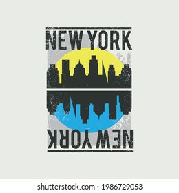 Vector illustration on the theme of New York City. Vintage design. Grunge background.  Typography, t-shirt graphics, poster, print, banner, flyer, postcard