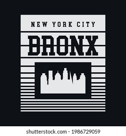 Vector illustration on the theme of New York City, Bronx. Typography, t-shirt graphics, poster, print, banner, flyer, postcard