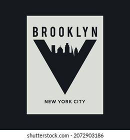 Vector illustration on the theme in New York City, Brooklyn. Typography, t-shirt graphics, poster, print, banner, flyer, postcard