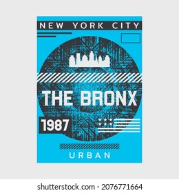 Ilustración vectorial sobre el tema en la ciudad de Nueva York, el Bronx. Tipografía, gráficos para camisetas, afiche, impresión, pancarta, volante, postal