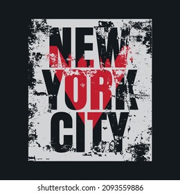 Vector illustration on the theme of New York City. Vintage design. Grunge background. Typography, t-shirt graphics, poster, print, banner, flyer, postcard