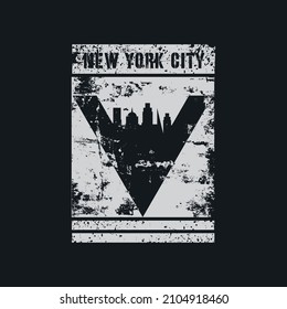 Vector illustration on the theme of New York City. Vintage design. Grunge background. Typography, t-shirt graphics, poster, print, banner, flyer, postcard