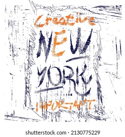 Ilustración de vectores sobre el tema de la ciudad de Nueva York. Borde de fondo. Tipografía, perfecta para camisetas, gráficos, carteles, impresiones, postales, caramelos, etc. 