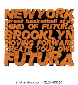 Ilustración de vectores sobre el tema en la ciudad de Nueva York, The Brooklyn. Borde de fondo. Tipografía, perfecta para camisetas, gráficos, carteles, impresiones, postales, caramelos, etc. 