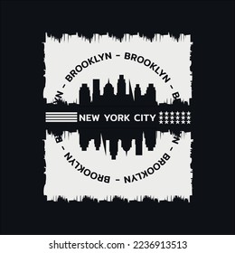 Vector illustration on the theme in New York City, Brooklyn. Typography, t-shirt graphics, poster, print, banner, flyer, postcard