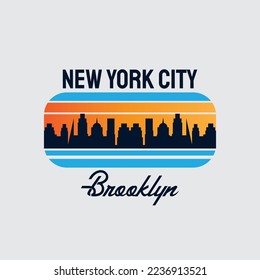 Vector illustration on the theme in New York City, Brooklyn. Typography, t-shirt graphics, poster, print, banner, flyer, postcard