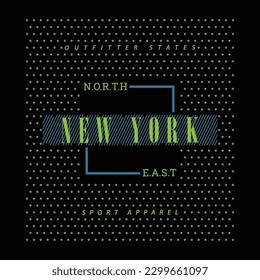 Vector illustration on the theme of New York City. Abstract Design. Typography, t-shirt graphics, poster, print, banner, flyer, postcard