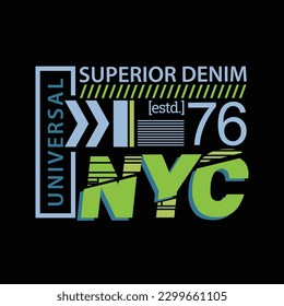 Vector illustration on the theme of New York City. Abstract Design. Typography, t-shirt graphics, poster, print, banner, flyer, postcard