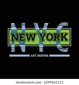Vector illustration on the theme of New York City. Abstract Design. Typography, t-shirt graphics, poster, print, banner, flyer, postcard