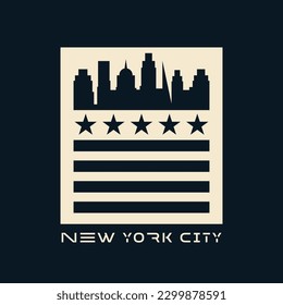 Vector illustration on the theme of New York City. Typography, t-shirt graphics, poster, print, banner, flyer, postcard