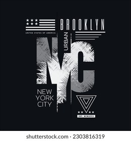 Vector illustration on the theme of New York City, Brooklyn. Typography, t-shirt graphics, poster, print, banner, flyer, postcard