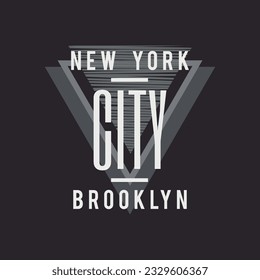 Vector illustration on the theme of New York City, Brooklyn. Typography, t-shirt graphics, poster, print, banner, flyer, postcard