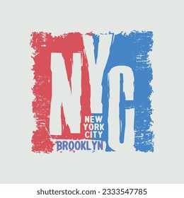 Vector illustration on the theme of New York City. Vintage design. Grunge background. Typography, t-shirt graphics, poster, print, banner, flyer, postcard