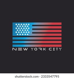 Ilustración de vectores sobre el tema de la ciudad de Nueva York. Bandera estadounidense. Tipografía, gráficos para camisetas, afiche, impresión, pancarta, volante, postal