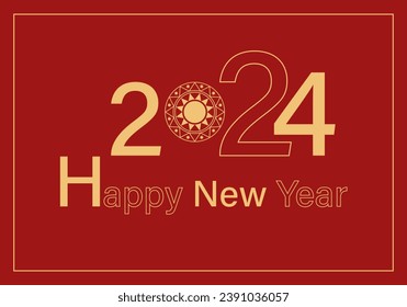 Vector illustration on the theme of the new year 2024 for the design of banners, websites, greeting cards, flyers, calendars.