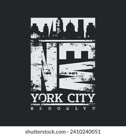 Vector illustration on the theme of New York City, Brooklyn. Typography, t-shirt graphics, poster, print, banner, flyer, postcard