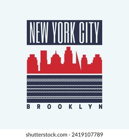 Vector illustration on the theme of New York City, Brooklyn. Typography, t-shirt graphics, poster, print, banner, flyer, postcard