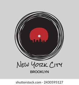 Vector illustration on the theme of New York City, Brooklyn. Typography, t-shirt graphics, poster, print, banner, flyer, postcard