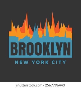 Vector illustration on the theme of New York City, Brooklyn.  Typography, t-shirt graphics, poster, print, banner, flyer, postcard