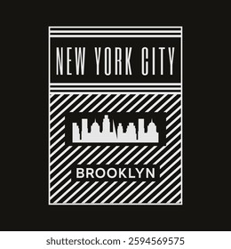 Vector illustration on the theme of New York City, Brooklyn. Typography, t-shirt graphics, poster, print, banner, flyer, postcard