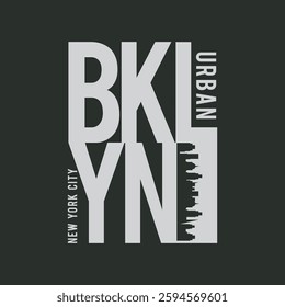 Vector illustration on the theme of New York City, Brooklyn. Typography, t-shirt graphics, poster, print, banner, flyer, postcard