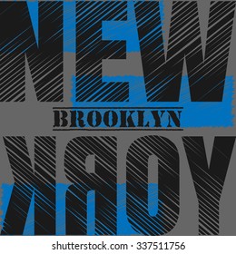 Vector illustration on the theme of New York, Brooklyn. Typography, t-shirt graphics, poster, banner, flyer, postcard