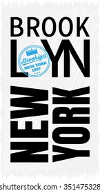 Vector illustration on the theme of New York, Brooklyn.  Sport typography, t-shirt graphics, poster, banner, flyer, postcard

