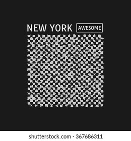 Vector illustration on the theme of New York. Awesome. Grunge background. Typography, t-shirt graphics, poster, banner, flyer, postcard