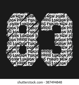 Vector illustration on the theme of New York, London, Paris and Tokyo. Typography, t-shirt graphics, poster, banner, print, flyer, postcard
