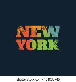 Vector illustration on the theme of New York. Typography, t-shirt graphics, poster, banner, flyer, postcard