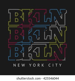 Vector illustration on the theme of New York, Brooklyn. Typography, t-shirt graphics, poster, banner, flyer, print, postcard