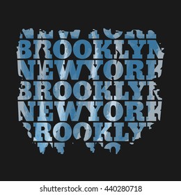 Vector illustration on the theme of New York, Brooklyn. Grunge background. Typography, t-shirt graphics, poster, banner, stamp, print, postcard