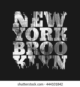 Vector illustration on the theme of New York, Brooklyn. Grunge background.  Typography, t-shirt graphics, poster, banner, stamp, print, postcard