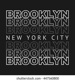 Vector illustration on the theme of New York, Brooklyn.  Typography, t-shirt graphics, poster, banner, stamp, print, postcard
